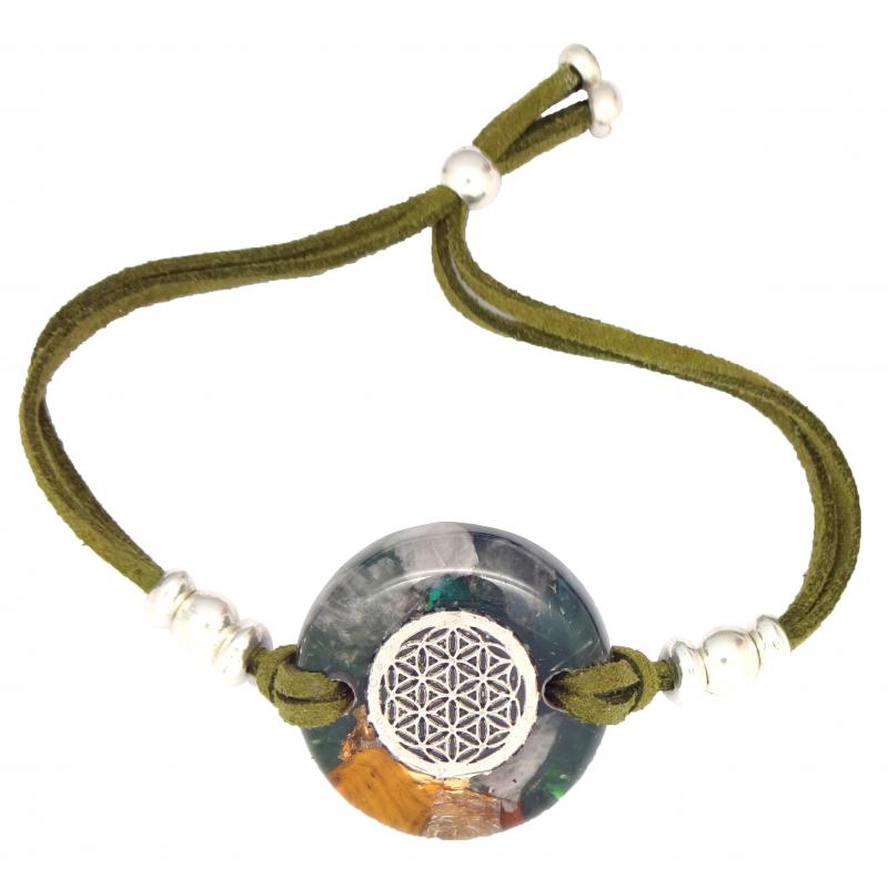 Pulsera Orgon Flor de la Vida Verde (3,2 cm Ajustable)