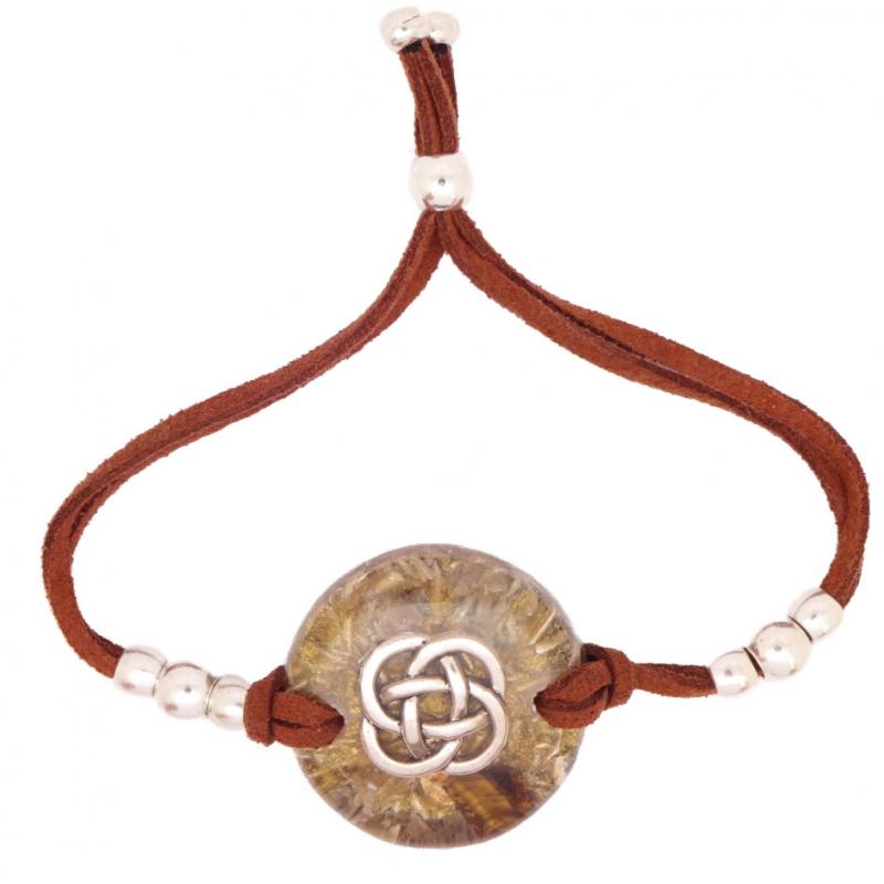 Pulsera Orgon Nudo Celta Beige (3,2 cm Ajustable) Marron