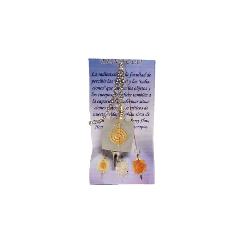 Pendulo Atamas Cuarzo Blanco Signo Reiki