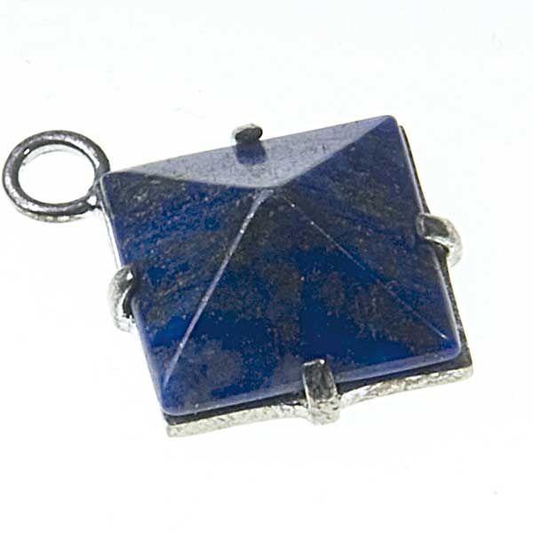 Colgante Piedra Piramide con Engarde y Base Plata Lapislazuli  1.2  x 1.2 cm