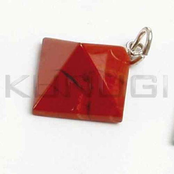 Colgante Piedra Piramide con Engarce y Base Plata Jaspe Rojo 1.2  x 1.2 cm